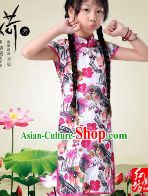 Qi Pao For Girls Cheongsam For Children Play Stage Costume Chinese Traditional style Princess Dress