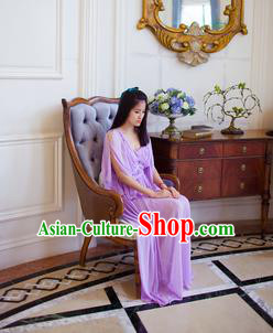 Traditional Classic Women Clothing, Traditional Classic Purple Chiffon Evening Dress Restoring Woolen Garment Skirt Braces Skirt, Long Chiffon Skirt