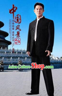 Chinese Tunic Suit Sun Yat Sen Uniform Wu Si Period Student Clothes for Men Black