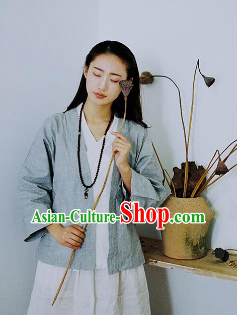 Traditional Classic Women Clothing, Traditional Chinese Classic Yarn Hanfu Jacket White Han Dynasty Blouse