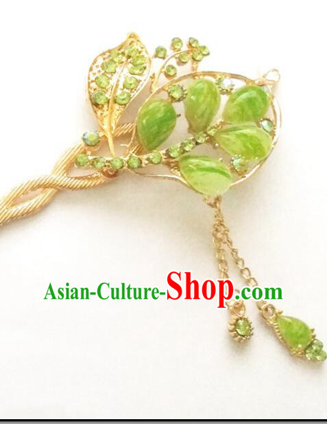Hairpins Ancient Korean Style Women Hair Clasp Bride Head Wear Up Do Green