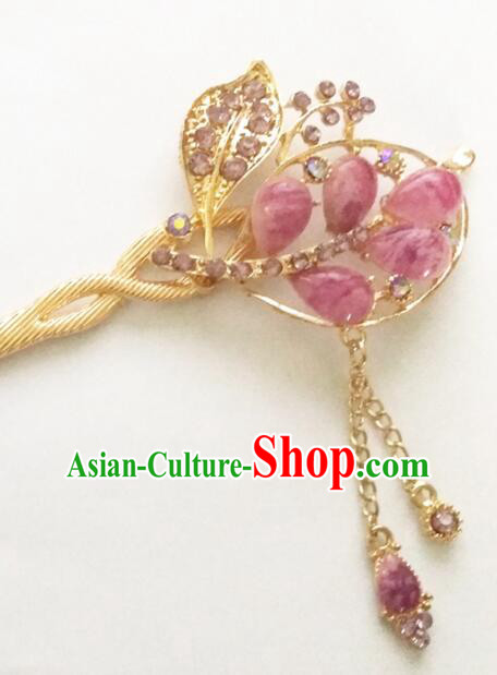 Hairpins Ancient Korean Style Women Hair Clasp Bride Head Wear Up Do Purple