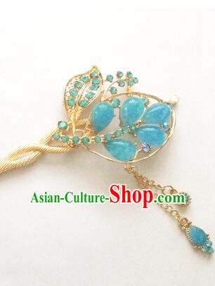 Hairpins Ancient Korean Style Women Hair Clasp Bride Head Wear Up Do Dark Blue