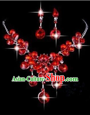 Ancient Style Accessories Necklace Chain Ear Wearing Set Wedding Decorating Jing Hong WU Empresses in the Palace Red