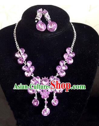 Ancient Style Accessories Necklace Chain Ear Wearing Set Wedding Decorating Jing Hong WU Empresses in the Palace Purple