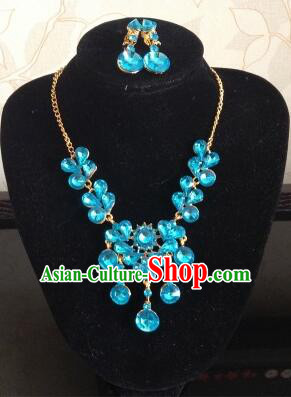 Ancient Style Accessories Necklace Chain Ear Wearing Set Wedding Decorating Jing Hong WU Empresses in the Palace Blue