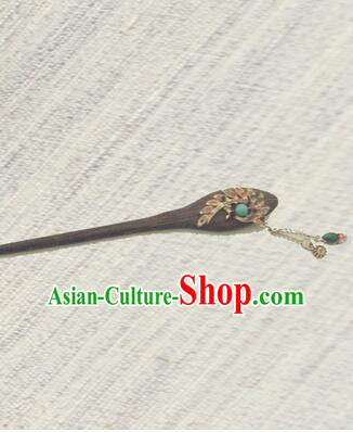 Classic Wooden Hairpins Metal Decorating Bu Yao Han Fu Access Colorful Peacock