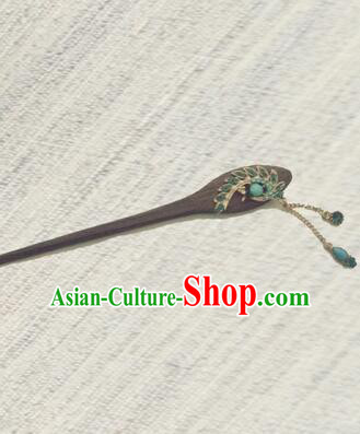 Classic Wooden Hairpins Metal Decorating Bu Yao Han Fu Access Colorful Peacock