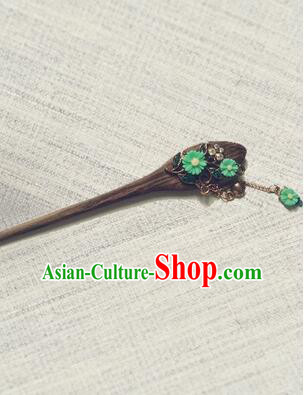 Classic Wooden Hairpins Metal Decorating Bu Yao Han Fu Access Colorful Flowers
