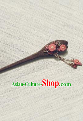 Classic Wooden Hairpins Metal Decorating Bu Yao Han Fu Access Colorful Flowers