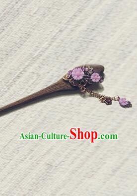 Classic Wooden Hairpins Metal Decorating Bu Yao Han Fu Access Colorful Flowers