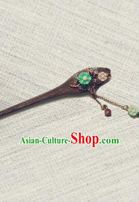 Classic Wooden Hairpins Metal Decorating Bu Yao Han Fu Access Colorful Flowers