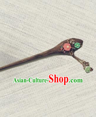 Classic Wooden Hairpins Metal Decorating Bu Yao Han Fu Access Colorful Flowers