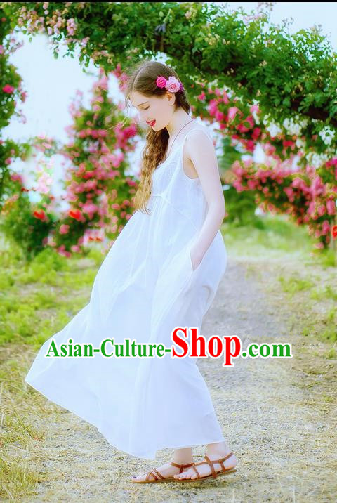 Traditional Classic Women Clothing, Traditional Classic Elegant Yarn Brought Palace Restoring One-Piece Dress Braces Skirt Posed Condole Embroidered Long Dress