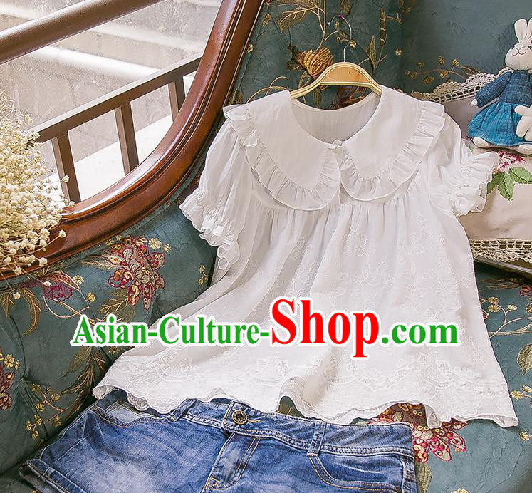 Traditional Classic Women Clothing, Traditional Palace Princess Cotton Embroidered Blouse, Princess Lace Blouse