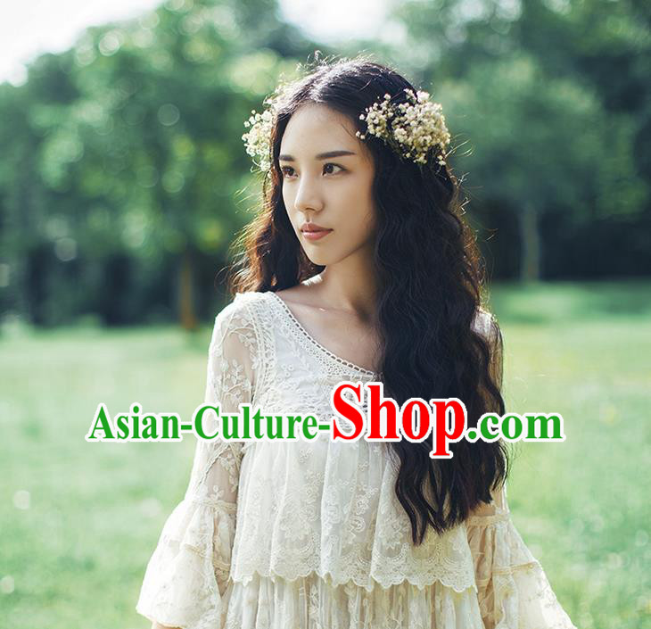 Traditional Classic Women Costumes, Traditional Palace Princess Cotton Embroidered Blouse, Princess Heavy Lace Blouse