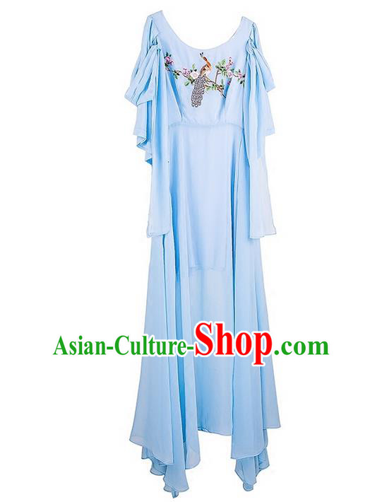 Traditional Classic Women Costumes, Traditional Classic Advanced Embroidery Chiffon Dress Long Skirts