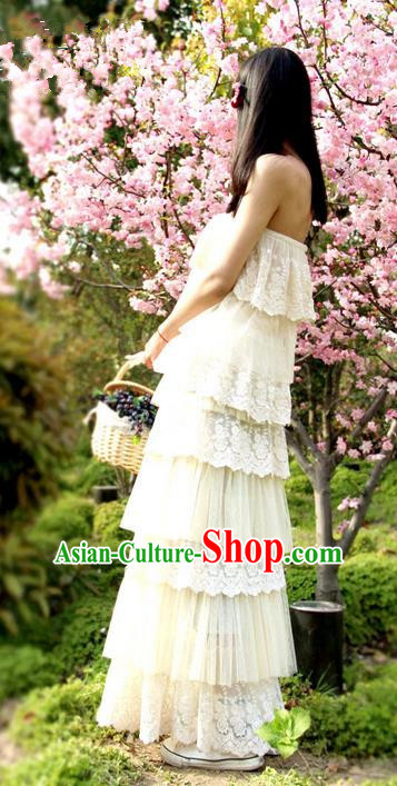 Traditional Classic Women Clothing, Traditional Classic Roman Lace Chiffon Cake Skirt Of Bitter Fleabane Bitter Fleabane Long Skirt Connect Dress Skirt