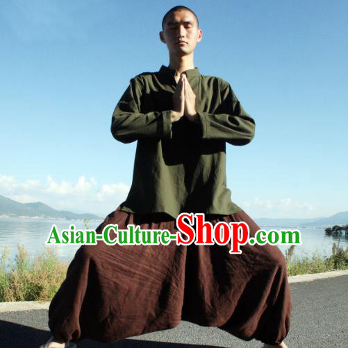 Traditional Chinese Linen Tang Suit Trousers, Chinese Ancient Costumes, Flax Nepal Big Fork Kuadang Pants Crotch Trousers Yoga Pants