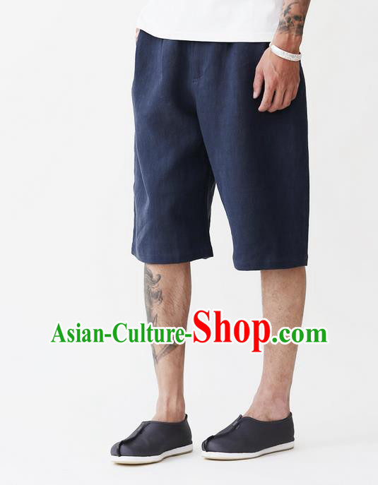 Traditional Chinese Linen Tang Suit Men Shorts, Chinese Ancient Costumes Linen Short Pants for Men