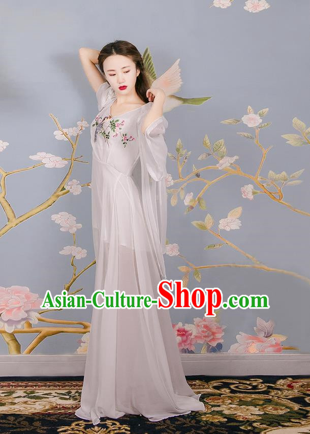 Traditional Classic Women Clothing, Traditional Classic Chinese Chiffon Delicate Embroidery Dress, Long Skirt for Women