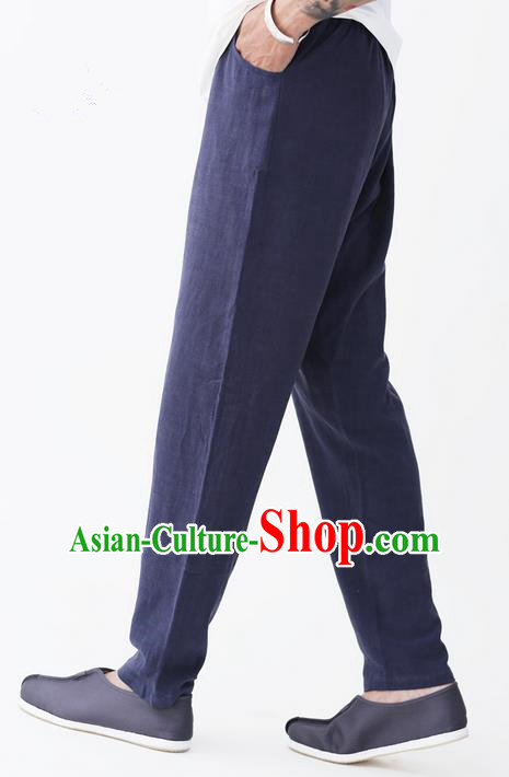 Traditional Chinese Linen Tang Suit Men Trousers, Chinese Ancient Costumes Linen Pants for Men