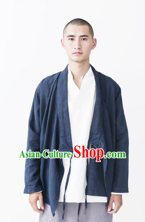 Traditional Chinese Linen Tang Suit Men Costumes, Chinese Ancient Hanfu Cotton Slant Opening Tangsuit Jacket, Tangsuit Blouse for Men