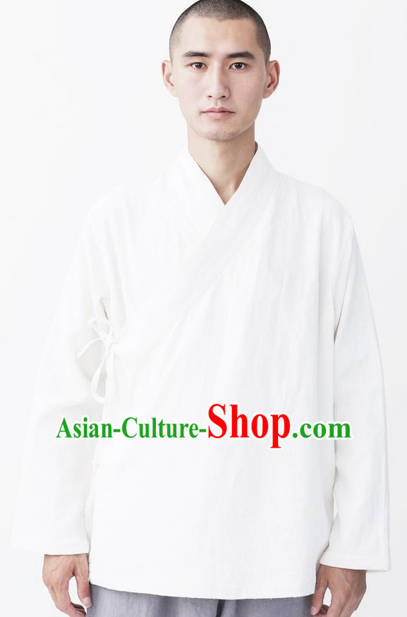 Traditional Chinese Linen Tang Suit Men Costumes, Chinese Ancient Hanfu Cotton Slant Opening Tangsuit Jacket, Tangsuit Blouse for Men