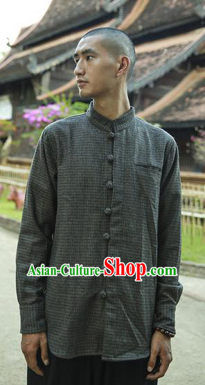 Traditional Chinese Woolen Tang Suit Men Costumes Men Shirt, Chinese Ancient Wool Blouse for Men