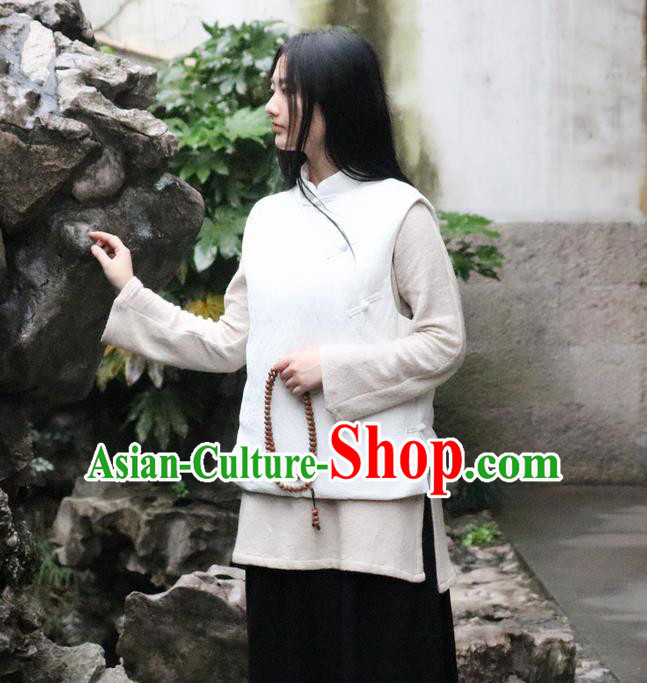 Traditional Chinese Female Costumes,Chinese Acient Clothes, Chinese Plate Buttons Cheongsam Feather Vest, Tang Suits Small Vest Jacket Cotton-Padded Mandarin Jacket for Women