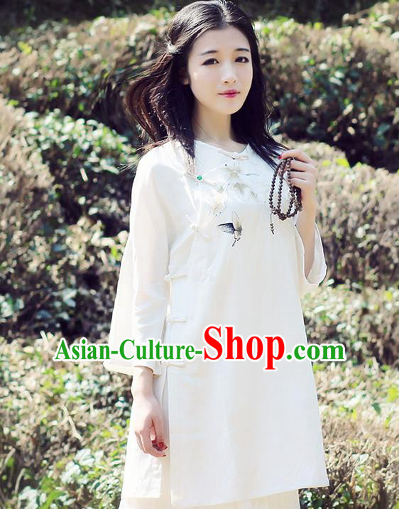 Traditional Chinese Female Costumes, Chinese Acient Clothes, Chinese Cheongsam, Tang Suits Slant Opening Plate Buttons Blouse for Women