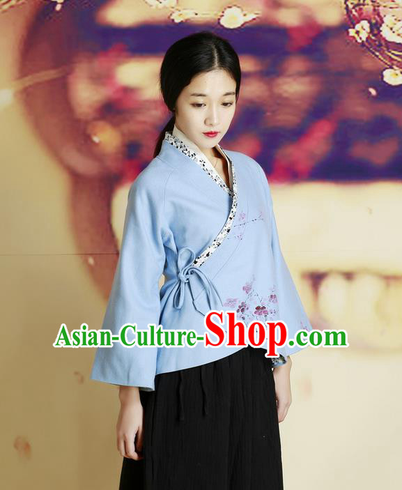 Traditional Chinese Female Costumes, Chinese Acient Hanfu Clothes, Chinese Cheongsam, Tang Suits Plate Buttons Blouse for Women