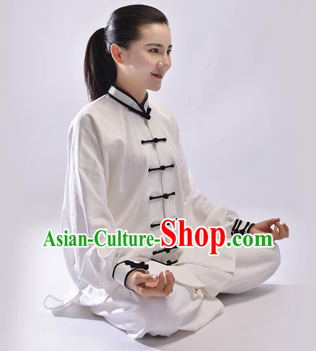 Top Natural Linen Kung Fu Costume Martial Arts Kung Fu Training Uniform Gongfu Shaolin Wushu Clothing Tai Chi Taiji Teacher Suits Uniforms for Women