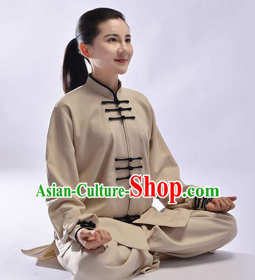 Top Natural Linen Kung Fu Costume Martial Arts Kung Fu Training Uniform Gongfu Shaolin Wushu Clothing Tai Chi Taiji Teacher Suits Uniforms for Women