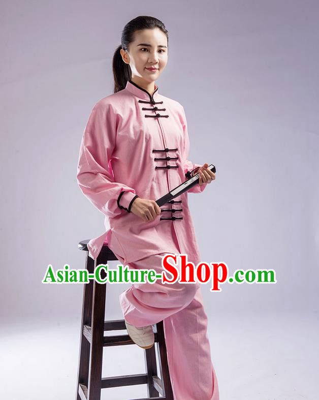 Top Natural Linen Kung Fu Costume Martial Arts Kung Fu Training Uniform Gongfu Shaolin Wushu Clothing Tai Chi Taiji Teacher Suits Uniforms for Women