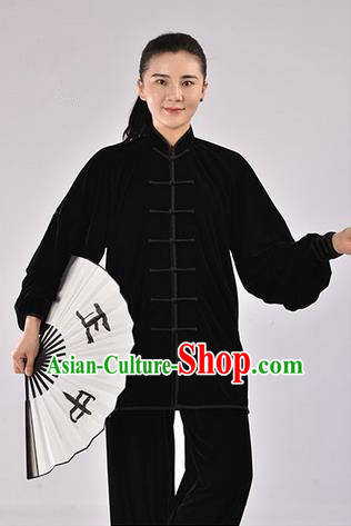 Top Thicken Pleuche Kung Fu Costume Martial Arts Kung Fu Training Uniform Gongfu Shaolin Wushu Clothing Tai Chi Taiji Teacher Suits Uniforms for Women