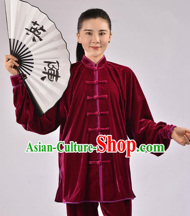 Top Thicken Pleuche Kung Fu Costume Martial Arts Kung Fu Training Uniform Gongfu Shaolin Wushu Clothing Tai Chi Taiji Teacher Suits Uniforms for Women