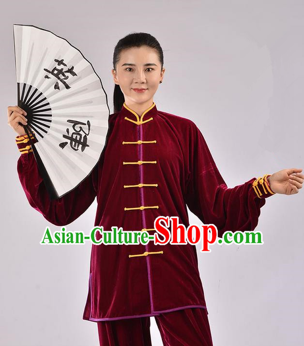 Top Thicken Pleuche Kung Fu Costume Martial Arts Kung Fu Training Uniform Gongfu Shaolin Wushu Clothing Tai Chi Taiji Teacher Suits Uniforms for Women
