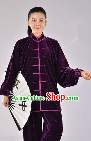 Top Thicken Pleuche Kung Fu Costume Martial Arts Kung Fu Training Uniform Gongfu Shaolin Wushu Clothing Tai Chi Taiji Teacher Suits Uniforms for Women