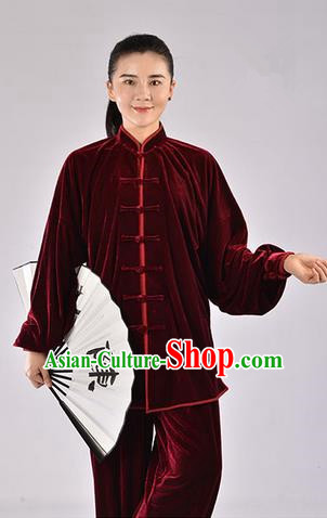 Top Thicken Pleuche Kung Fu Costume Martial Arts Kung Fu Training Uniform Gongfu Shaolin Wushu Clothing Tai Chi Taiji Teacher Suits Uniforms for Women