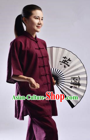 Top Linen Kung Fu Costume Martial Arts Kung Fu Training Uniform Gongfu Shaolin Wushu Clothing Tai Chi Taiji Teacher Suits Uniforms for Women