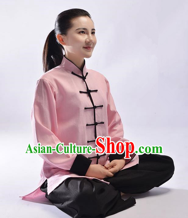 Top Linen Kung Fu Costume Martial Arts Kung Fu Training Uniform Tang Suit Gongfu Shaolin Wushu Clothing Tai Chi Taiji Teacher Suits Uniforms for Women