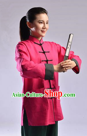 Top Linen Kung Fu Costume Martial Arts Kung Fu Training Uniform Tang Suit Gongfu Shaolin Wushu Clothing Tai Chi Taiji Teacher Suits Uniforms for Women