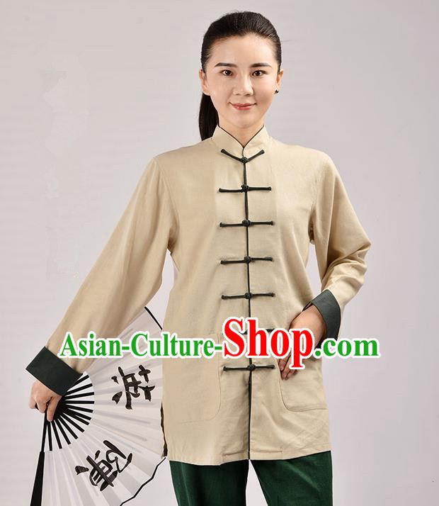 Top Linen Kung Fu Costume Martial Arts Kung Fu Training Uniform Tang Suit Gongfu Shaolin Wushu Clothing Tai Chi Taiji Teacher Suits Uniforms for Women