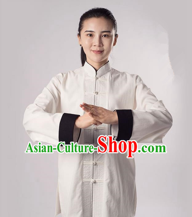 Top Cross Elastic Cotton Kung Fu Costume Martial Arts Kung Fu Training Uniform Tang Suit Gongfu Shaolin Wushu Clothing Tai Chi Taiji Teacher Suits Uniforms for Women