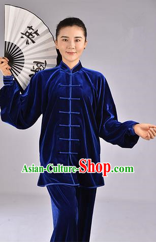 Top Upset South Korea Velvet Pleuche Kung Fu Costume Martial Arts Kung Fu Training Uniform Tang Suit Gongfu Shaolin Wushu Clothing Tai Chi Taiji Teacher Suits Uniforms for Women