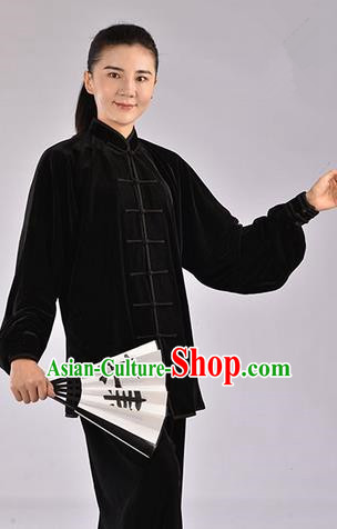 Top Upset South Korea Velvet Pleuche Kung Fu Costume Martial Arts Kung Fu Training Uniform Tang Suit Gongfu Shaolin Wushu Clothing Tai Chi Taiji Teacher Suits Uniforms for Women