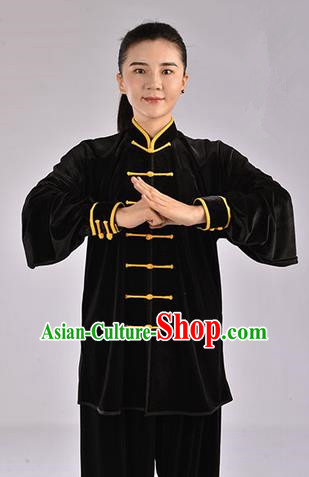 Top Upset South Korea Velvet Pleuche Kung Fu Costume Martial Arts Kung Fu Training Uniform Tang Suit Gongfu Shaolin Wushu Clothing Tai Chi Taiji Teacher Suits Uniforms for Women