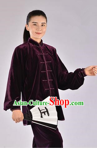 Top Upset South Korea Velvet Pleuche Kung Fu Costume Martial Arts Kung Fu Training Uniform Tang Suit Gongfu Shaolin Wushu Clothing Tai Chi Taiji Teacher Suits Uniforms for Women