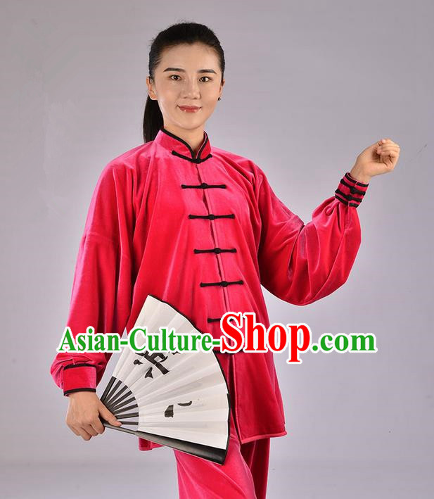 Top Upset South Korea Velvet Pleuche Kung Fu Costume Martial Arts Kung Fu Training Uniform Tang Suit Gongfu Shaolin Wushu Clothing Tai Chi Taiji Teacher Suits Uniforms for Women